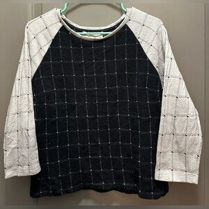 LOFT Size M Raglan Sleeve Blue/White Knit Pullover Top EUC